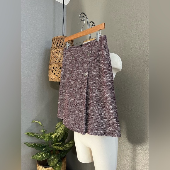 ☑️HUGO BOSS RED LABEL A LINE BUTTON FRONT TWEED WRAP MINI SKIRT - Picture 6 of 12